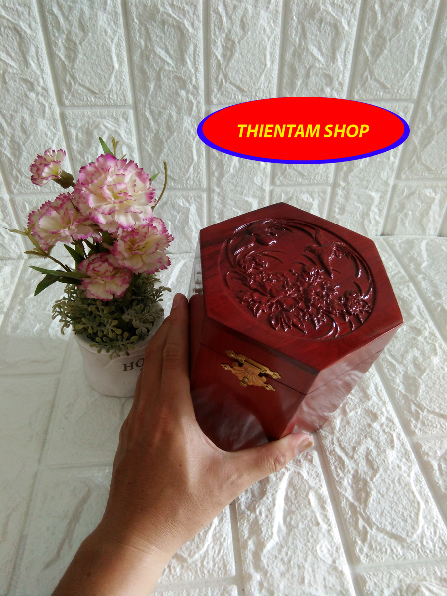 [HCM]Hộp đựng gói trà trạm mặt gỗ hương (HTT02)
