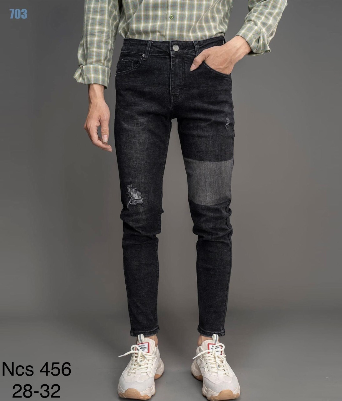 Quần jeans nam đen chất bò đen co giãn wat bạc mẫu mới size 28-32