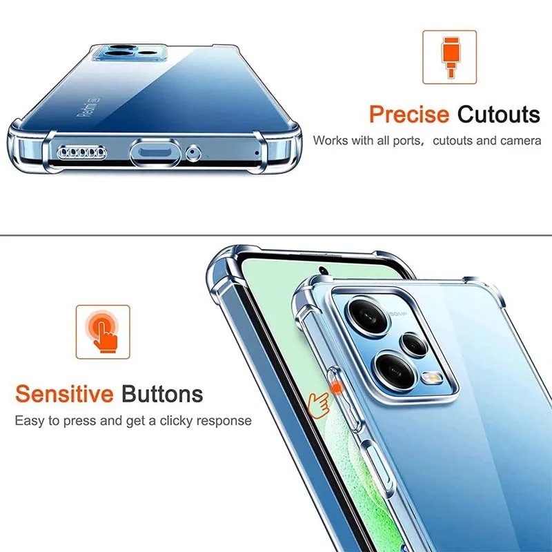 Ốp lưng Redmi Note 9s / Note 9 Pro / Note 10 Pro / Note 11 Pro / Note 12 Pro 5G trong suốt lồi 4 góc hạn chế ố vàng ôm khít máy
