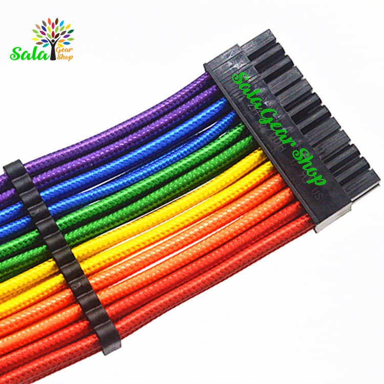 Dây nguồn bọc lưới nối dài 24pin 7 màu