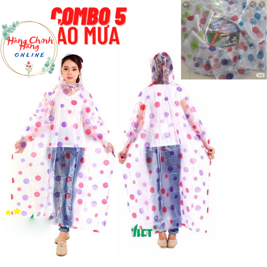 Áo mưa nhựa dẻo cánh dơi - Chấm Bi tròn