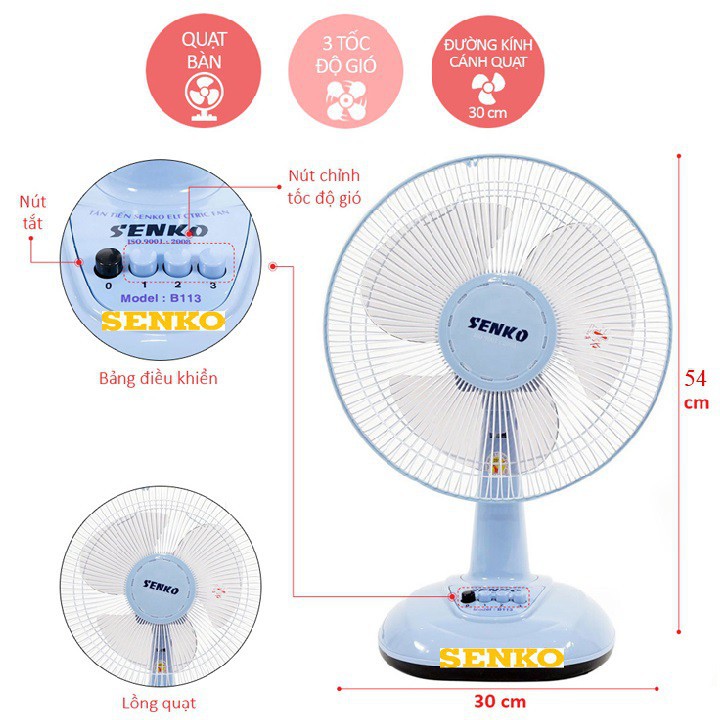 [HCM]Quạt bàn B3 Senko B1216/B1213 - [ MÀU NGẪU NHIÊN ]
