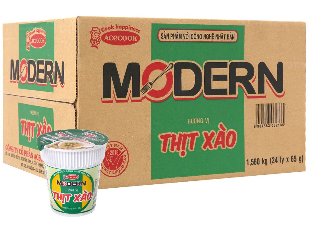 Mì ly Modern thùng 24 ly x 65g vị thịt xào