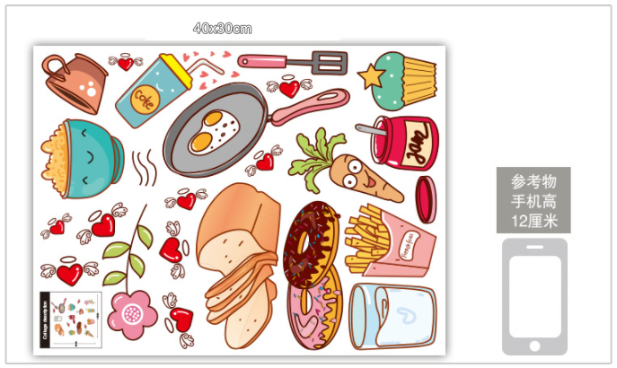 Decal trang trí tường - Đồ ăn và dụng cụ bếp