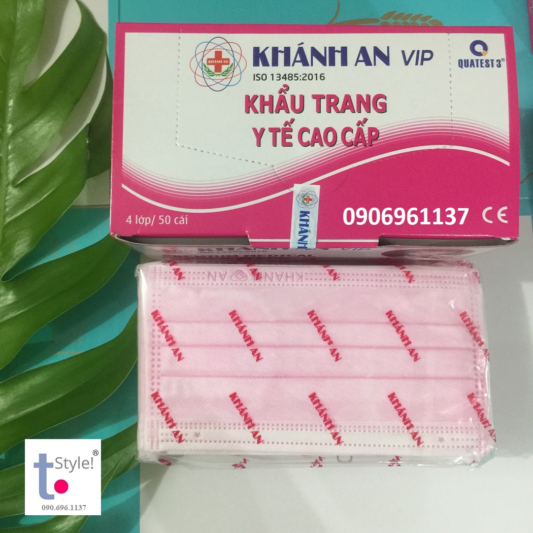 Hộp 50 cái khẩu trang y tế Khánh An Loại 1 - 4 lớp vải SMS lọc kháng khuẩn ISO 13485:2016 - nhiều màu