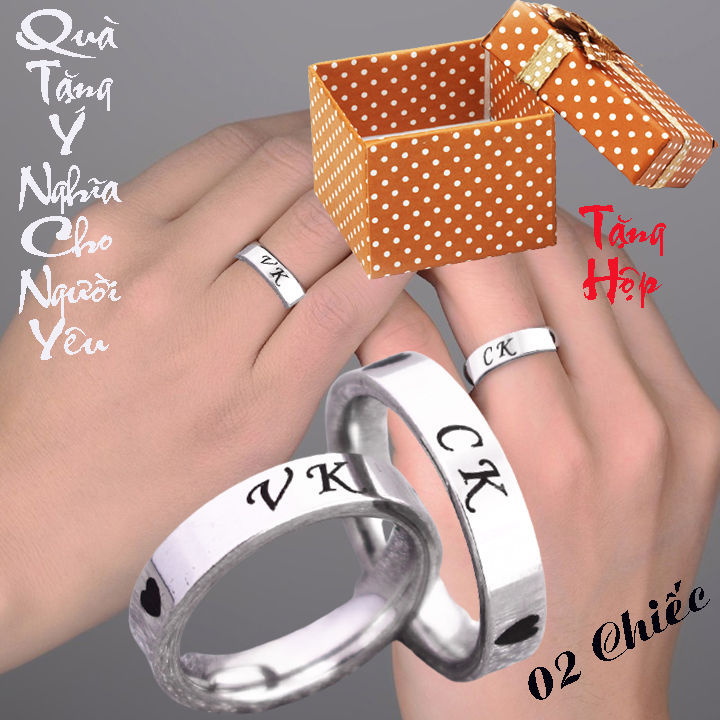 Trang sức cặp đôi vk - ck đẹp và ý nghĩa (tặng hộp đựng nhẫn cực xinh) - Số lương 02 chiếc