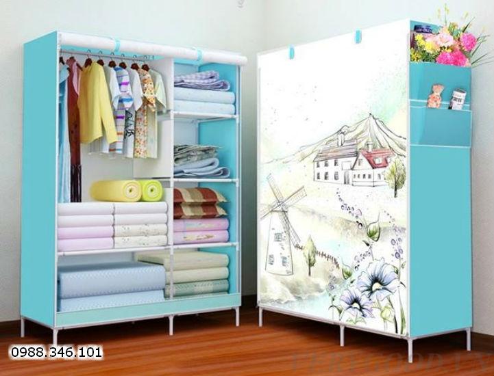 Tủ vải quần áo, tủ quần áo cao cấp, tủ treo quần áo nhiều màu siêu bền đẹp tu vai quan ao, tu quan ao
