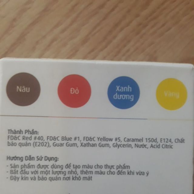 Màu thực phẩm [ CHẤT LƯỢNG CAO ] Màu thực phẩm Vcolor VN (bộ 4 màu) chế biến thực phẩm