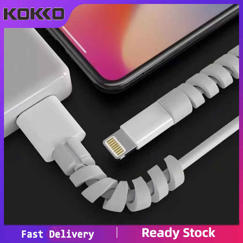 Data Cable Protective Cover Mobile Phone Charging Cable Anti-breaking Threaded Silicone Sleeve