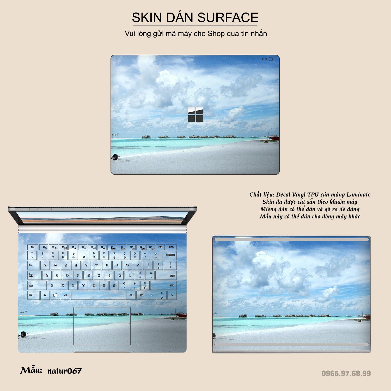 Decal Skin dán Surface Pro / Laptop / Go / Book mẫu tự nhiên