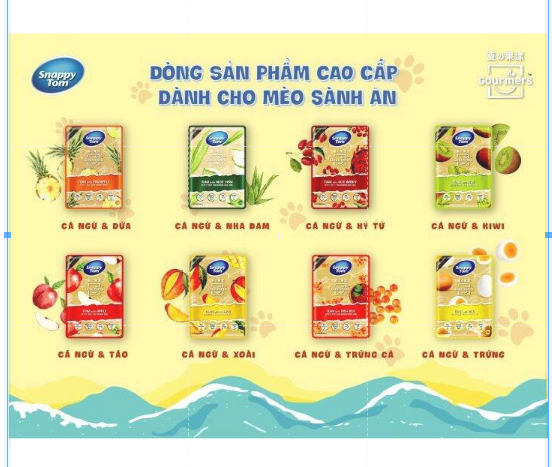 Thức ăn pate cho mèo Snappy Tom trái cây bịch 70 gr