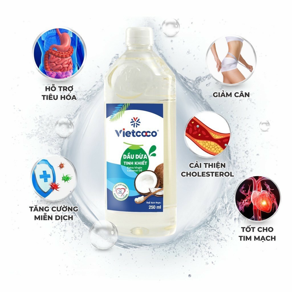 Dầu Dừa Tinh Khiết Organic Vietcoco Chai Pet 250ml