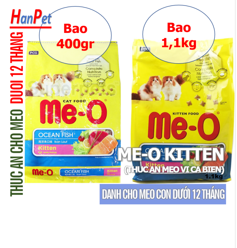 HCM -Thức ăn viên cho mèo con Me-O KITTEN (vị CÁ BIỂN) THức ăn dạng hạt khô cho mèo dưới 1 tuổi hạt mèo xuất xứ Thái Lan