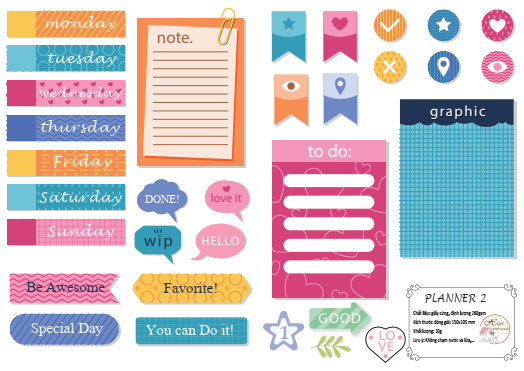 Sticker trang trí sổ bullet journal, sổ planner, nhât ký