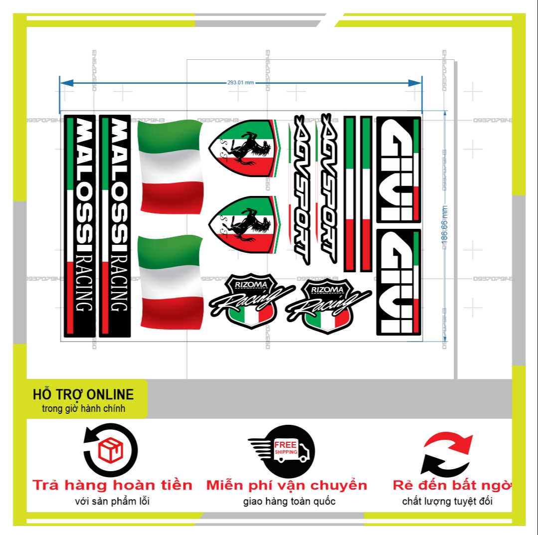 14 LOGO STICKER CỜ ITALI