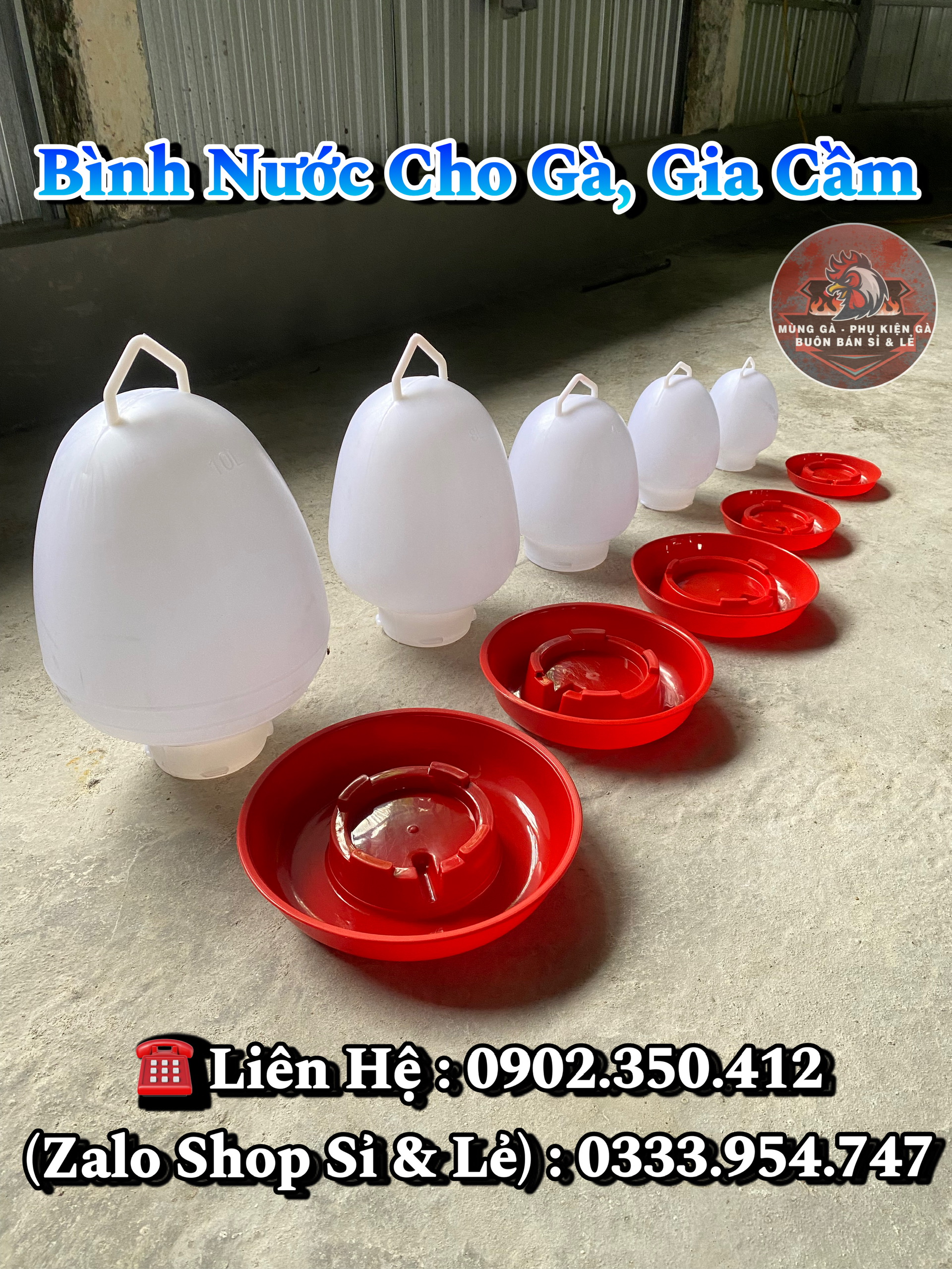 Bình Cho Gà Uống Nước 1 Lít Đến 8 Lít Có Móc Treo