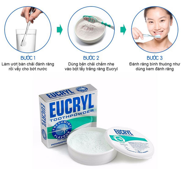 Combo BỘT + KEM đánh tẩy trắng răng Eucryl - Anh Quốc