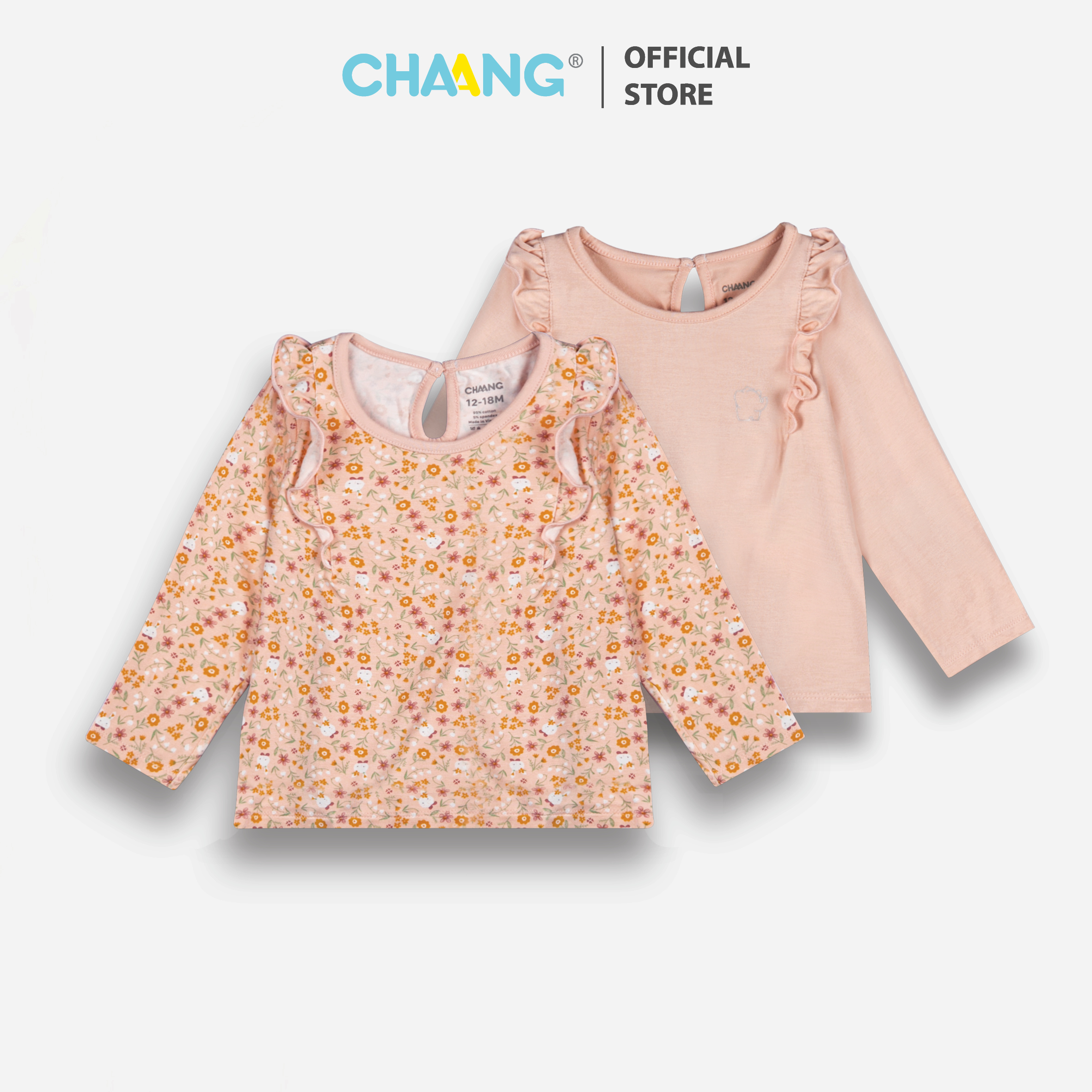 Set 2 áo dài tay cánh tiên cho bé gái Park thỏ/hồng Chaang