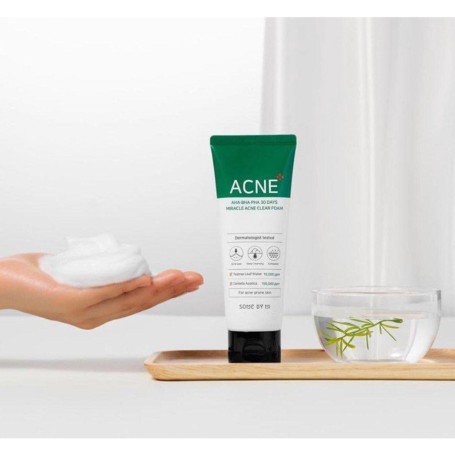 Sữa Rửa Mặt Some By Mi AHA-BHA-PHA 30 Days Miracle Acne Clear Foam 100ml ( Xanh )