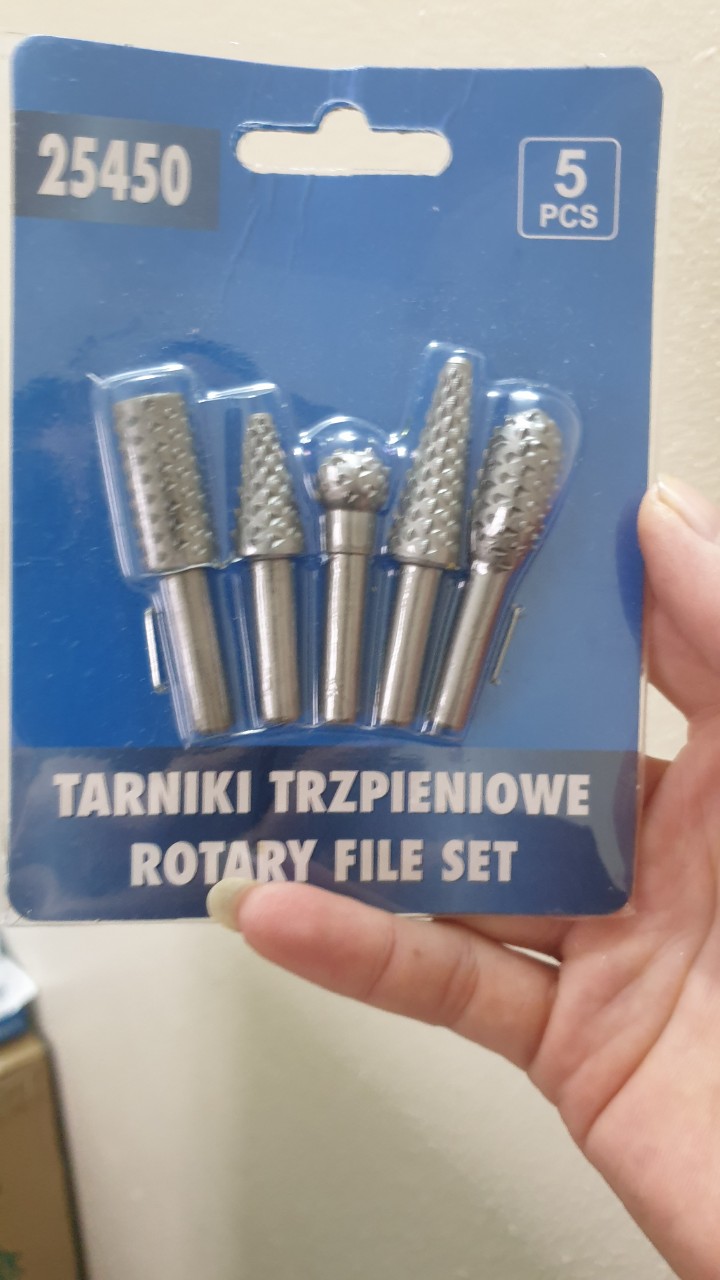Bộ 5 đầu mũi phay mài khắc làm lũa gỗ đa năng - Mũi mài gỗ lũa mini cán 6mm đầu 12mm hàng vỉ cao cấp