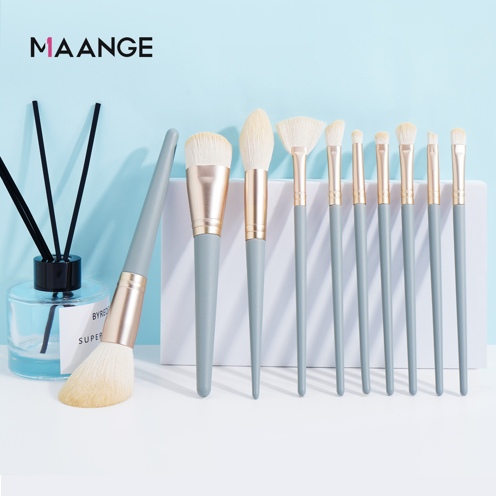 MAANGE Bộ Cọ Trang Điểm 10 Cái Kem Che Khuyết Điểm Phấn Mắt, Dụng Cụ Trang Điểm Chuyên Nghiệp Má Hồng