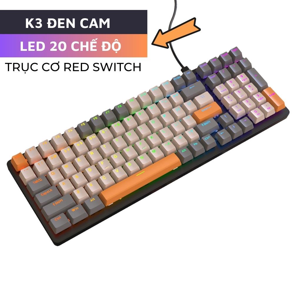Bàn Phím Cơ Máy Tính K2 PRO Với 10 Chế Độ LED Khác Nhau Keyboard Blue Switch Cho Máy Tính Laptop PC Phím Phù Hợp Chơi Game Dùng Làm Việc Văn Phòng Có Cục Chống Nhiễu 4 Màu Đen Trắng Hồng Xanh