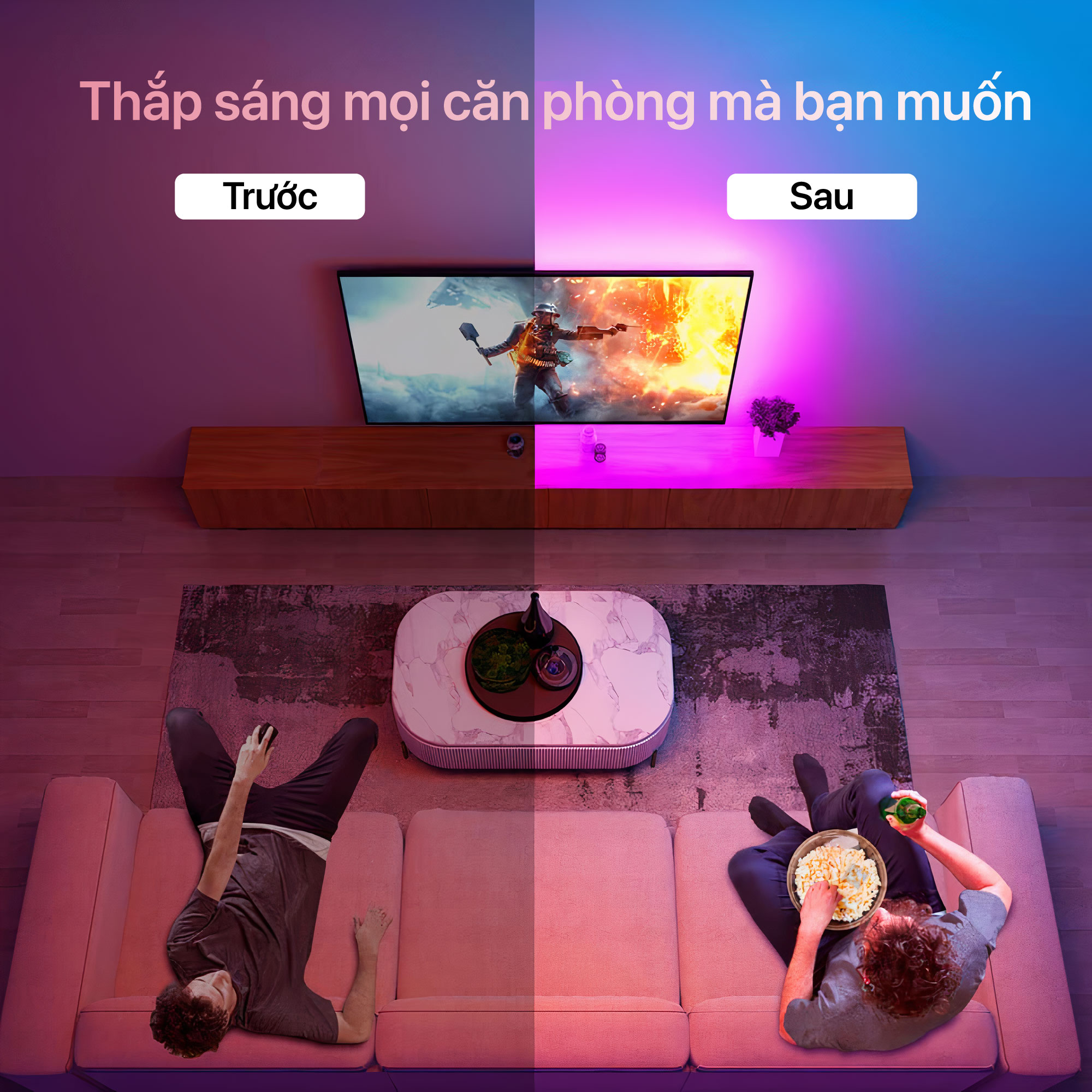 Đèn led dây trang trí phòng ngủ bluetooth điều khiển điện thoại decor phòng ngủ 0.5M 1M 3M 5M đèn sáng 16 triệu màu sử dụng điện 5V đèn led dây dán tường trang trí nhà, giáng sinh, lễ tết Pingron