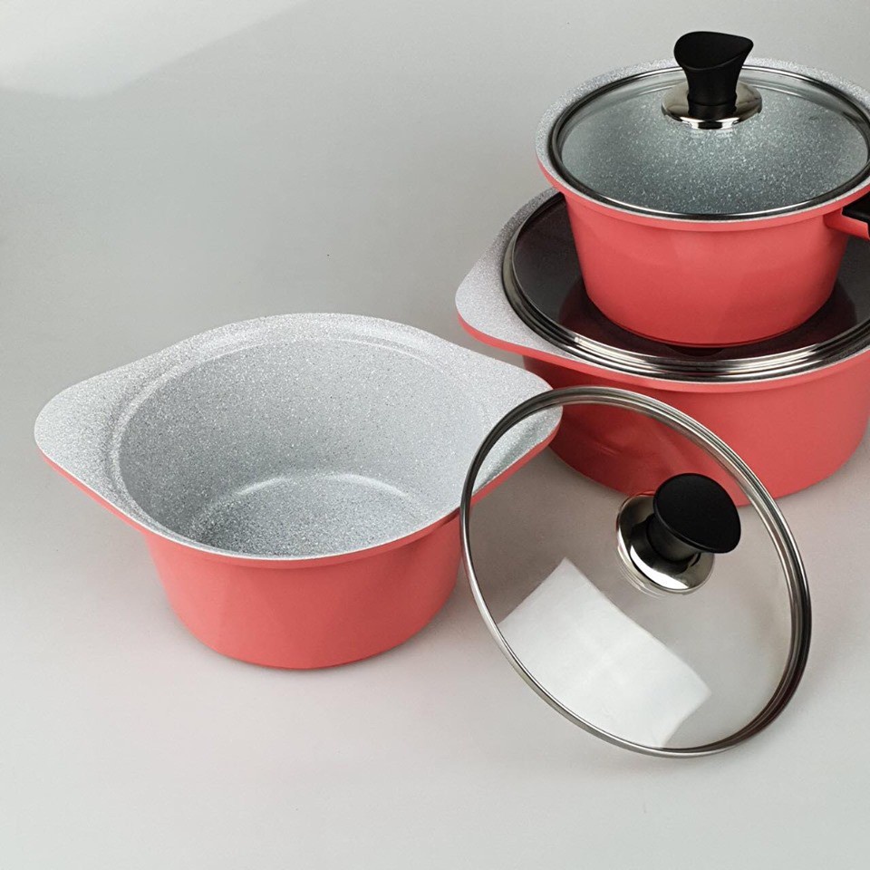 BỘ 4 NỒI ĐÁY TỪ ECORAMIC PLATINUM CAO CẤP (QUÁNH 16CM, NỒI 18CM.20CM.22CM) CHÍNH HÃNG