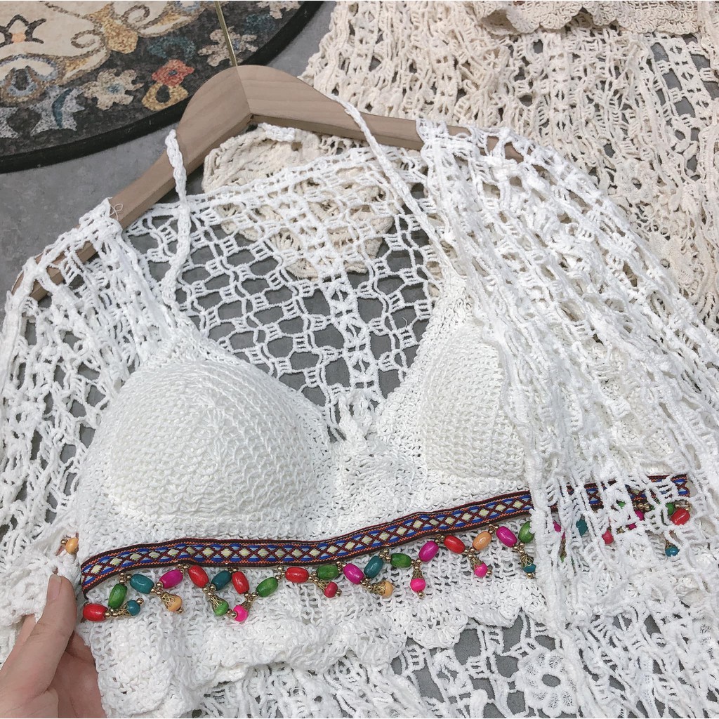 Set đồ đi biển len móc 3 món siêu xinh ( kèm ảnh thật, video )