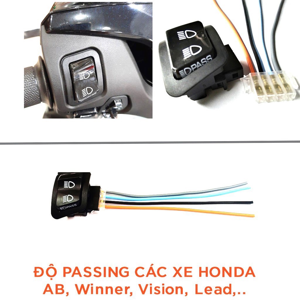 Công tắc pasing sh tặng kèm rắc cắm gắn xe máy, đèn trợ sáng