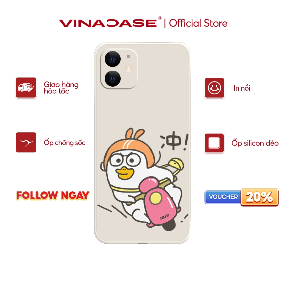 Ốp lưng Vina Case Iphone 6S/6 Plus/7G/8G/X/Xs/11/12/....dẻo cạnh vuông bảo vệ camera hình Vịt Chạy Xe