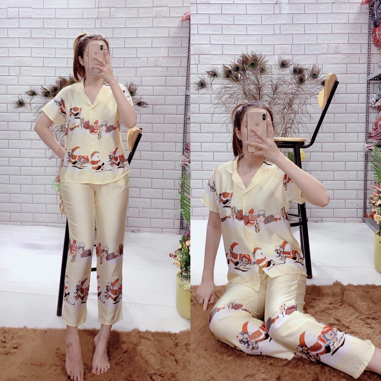 [HCM]Bộ pijama TNQD Satin lụa bông chân Noel