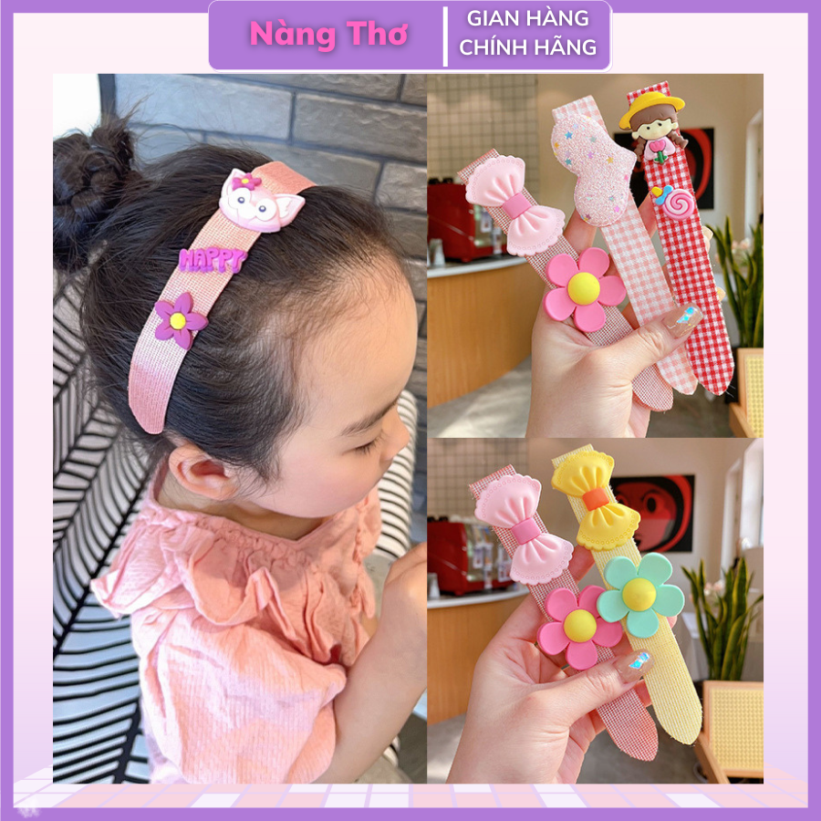 Băng Đô dán Cài Tóc Đính Nơ Phong Cách Hàn Quốc