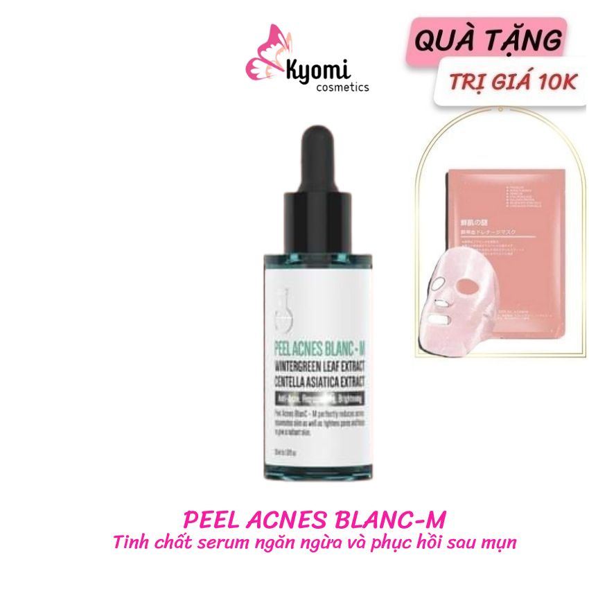 Serum ngừa mụn mờ thâm phục hồi da mụn peel acnes blanc M detox blanc,Tinh chất peel lộc đề KY144 kiểm soát nhờn, giảm thâm mụn, trắng da,chống lão hóa 30ml Kyomi tặng nạ nhau thai 10k