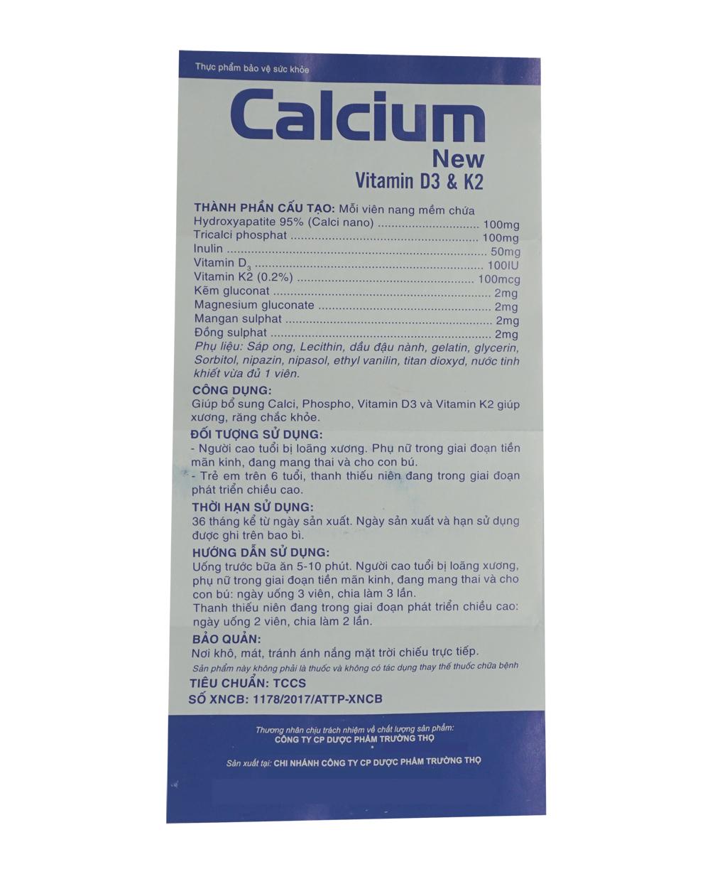 Calci New D3 & K2 giúp bổ sung Canxi