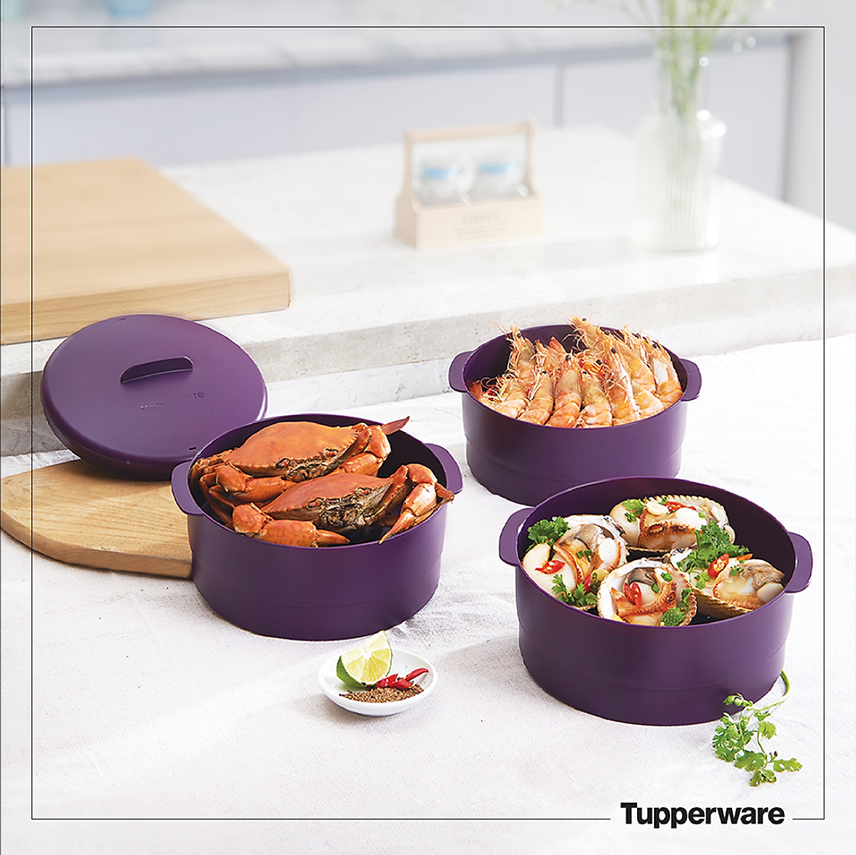Xửng hấp 3 tầng Tupperware Steam It - Dewberry