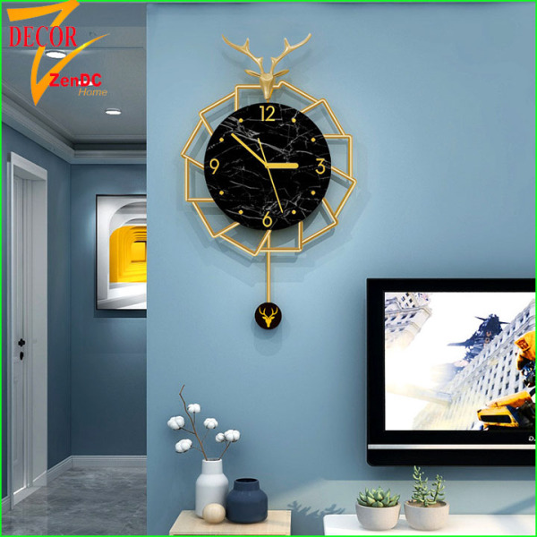Đồng hồ treo tường trang trí quả lắc đẹp, đồ decor phong cách châu âu -DC012