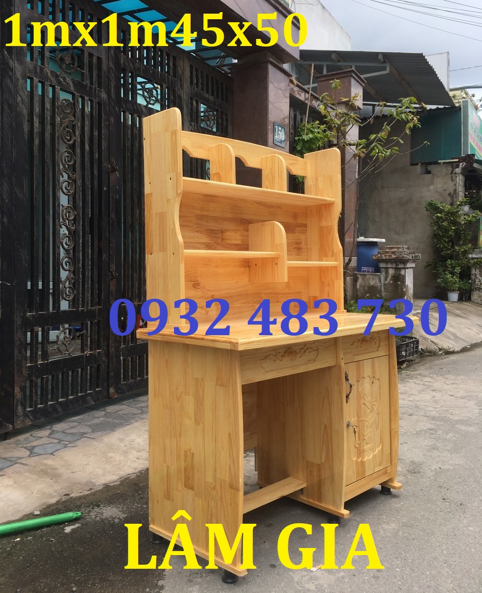 Bàn học sinh liền kệ gỗ 1m phờ ri ship HCM