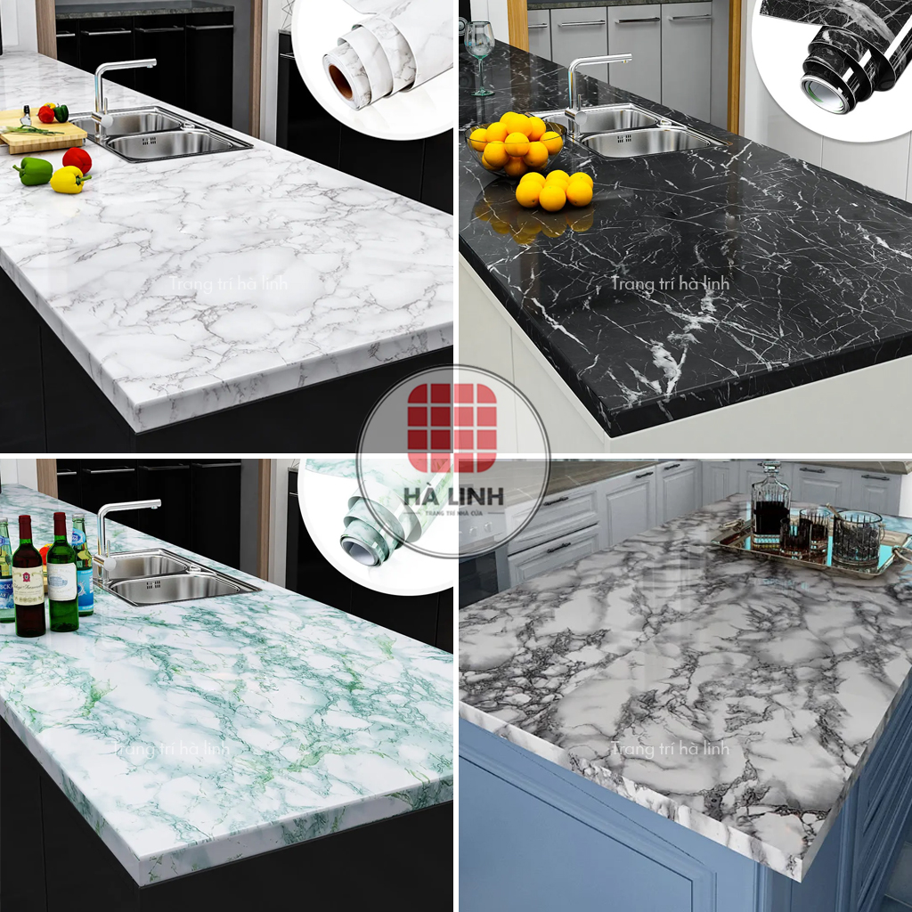 Decal dán bếp vân đá chống dầu mỡ dán bàn, tủ tường nhiều mẫu hoa văn đẹp khổ 1.2mx0.5m