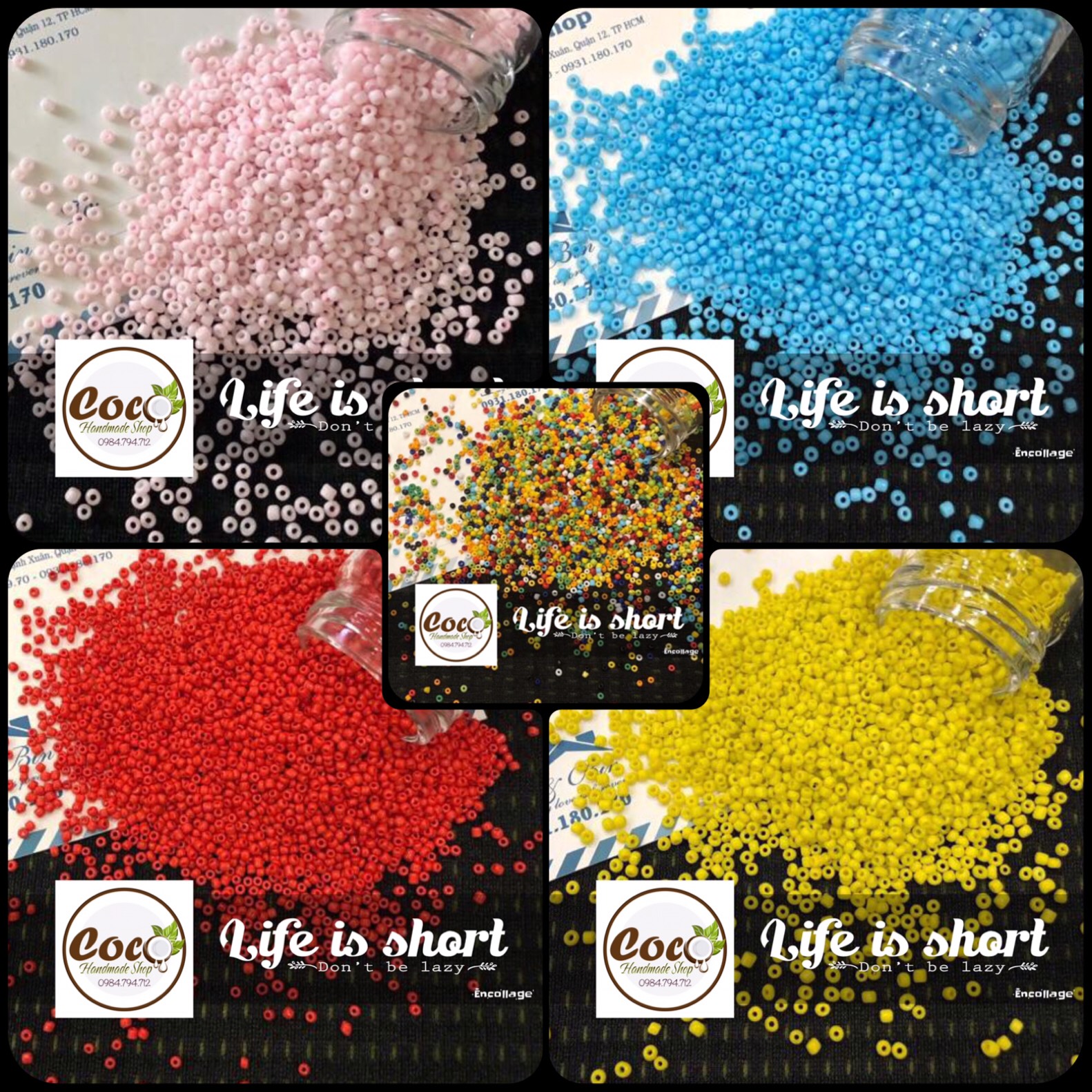 [HCM]100g Hạt Cườm Tấm Sứ 2mm