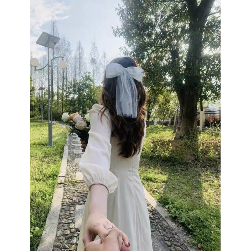 Voan lúp kẹp tóc nơ cô dâu