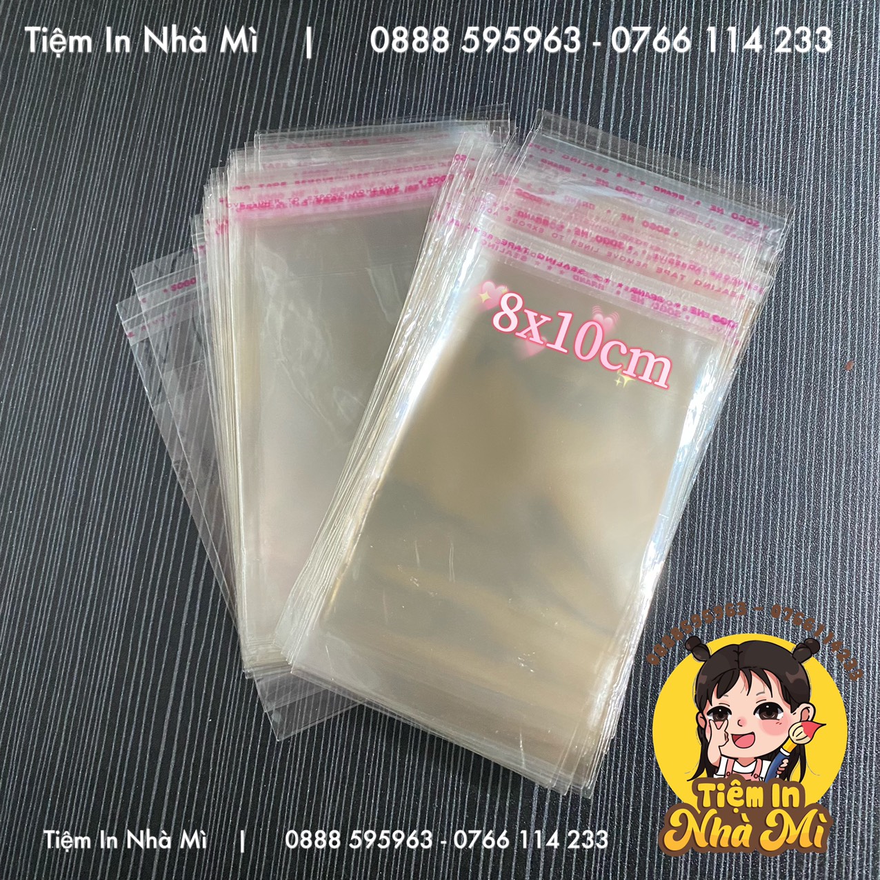 100 gam túi nilong có keo dán miệng size 8x10cm