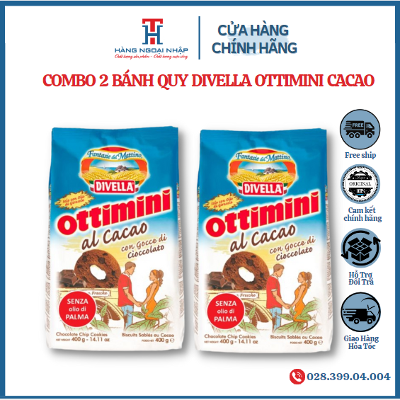 COMBO 2 BÁNH QUY DIVELLA OTTIMINI CACAO 400Gr