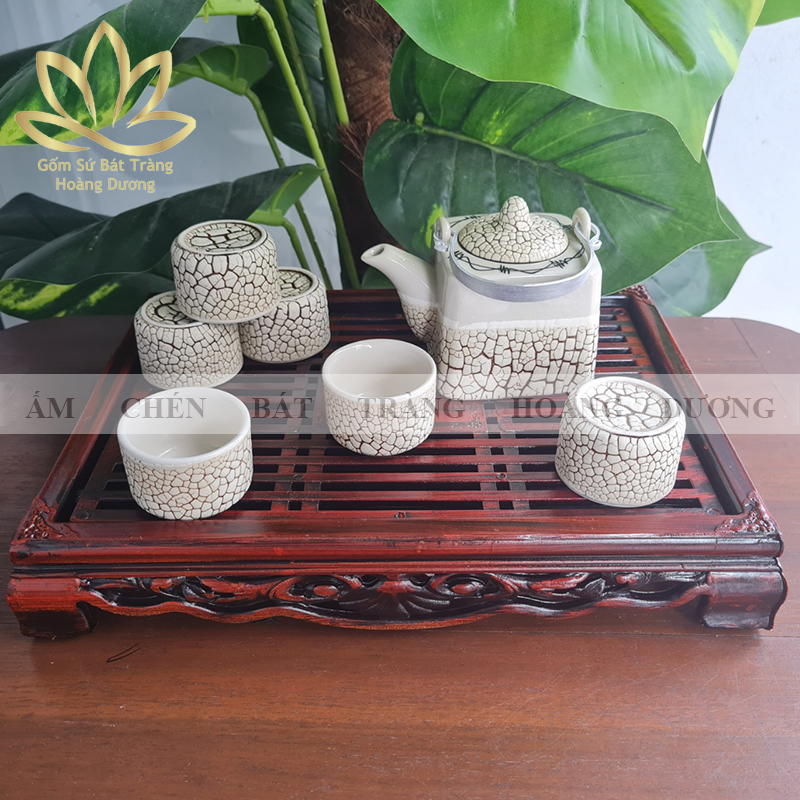 BỘ ẤM CHÉN Bát Tràng RV1 Kèm Khay
