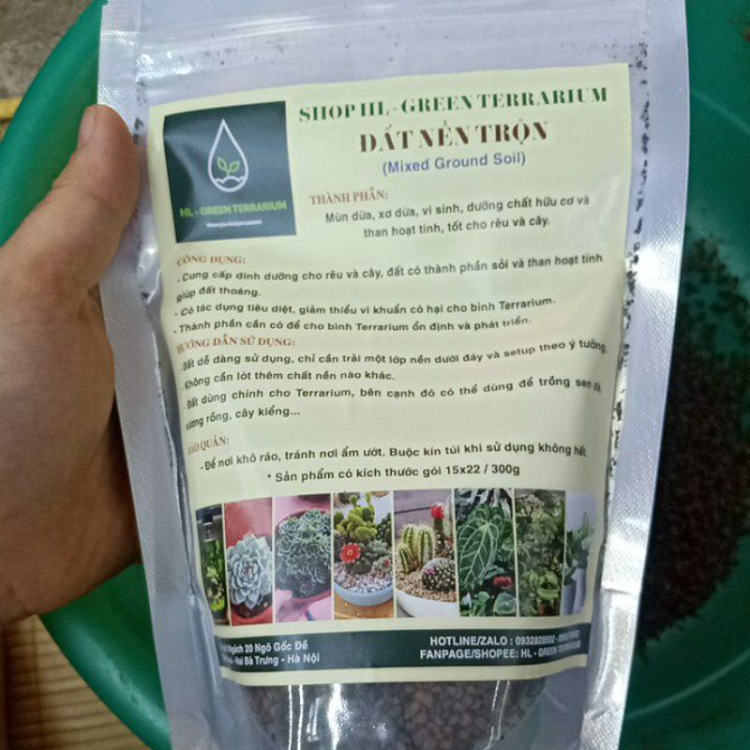 Đất Nền Trộn (500g)làm nền terrarium, bonsai,trồng sen đá....