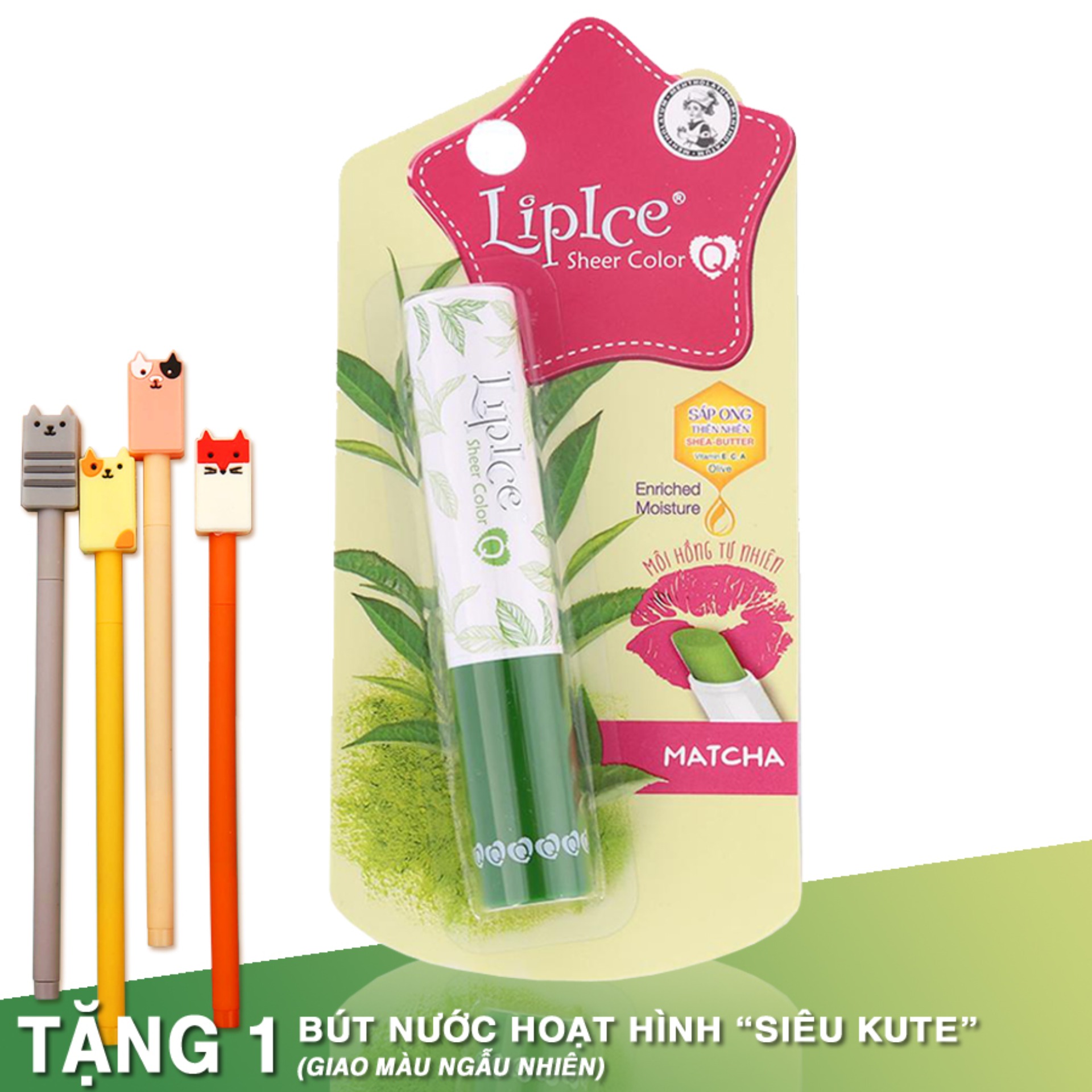 [HCM]Son Dưỡng có màu Lipice Sheer Color Q Matcha 2.4G (Hồng Tự Nhiên)