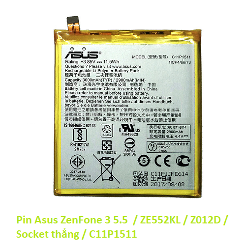 Pin asus zenfone 3 5.5 / ze552kl / z012d / socket thẳng / c11p1511