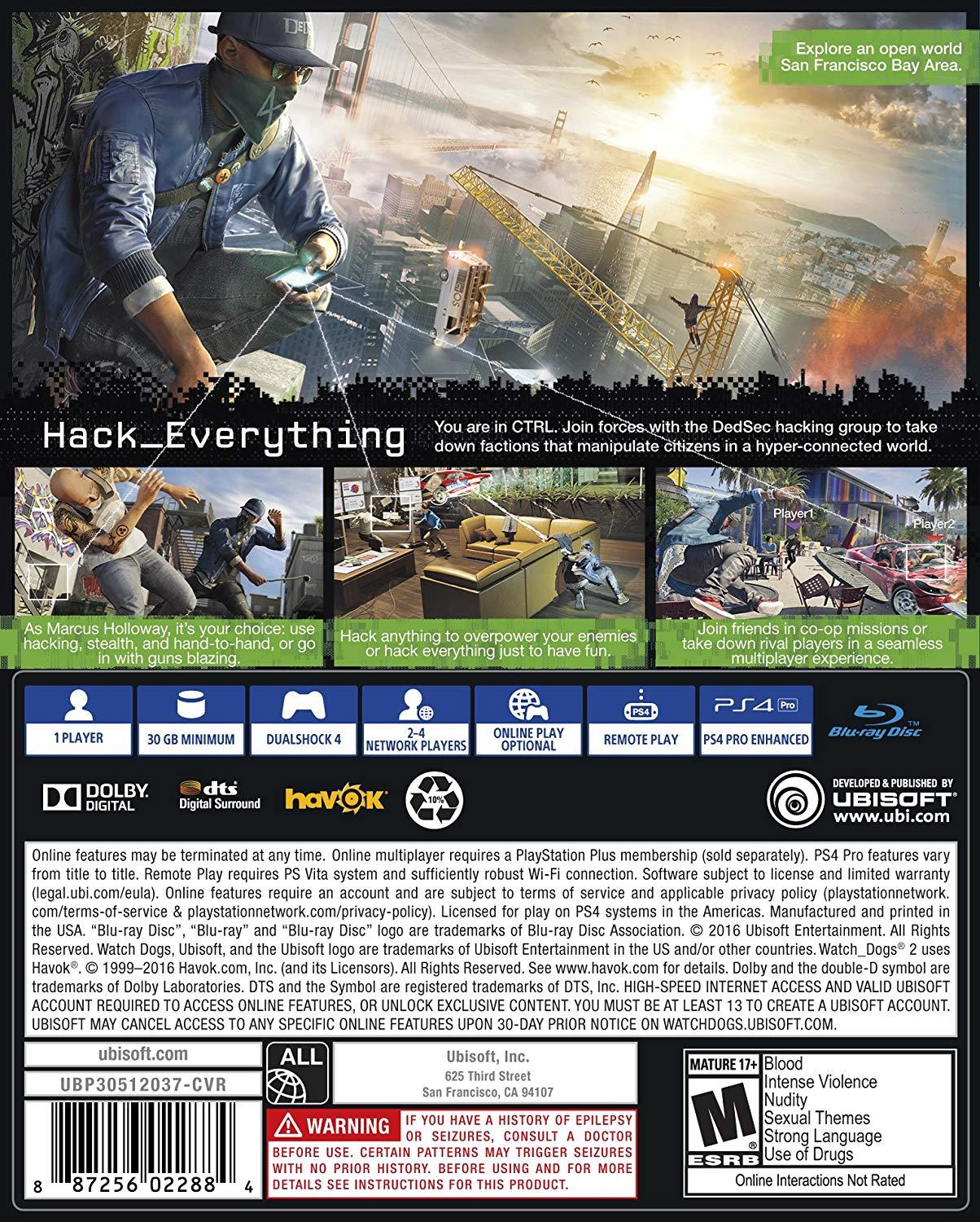 [HCM][PS4-US] Đĩa game Watch Dogs 2 - Playstation 4