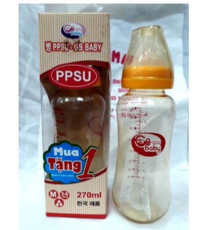 BÌNH SỮA PPSU GB BABY CỔ HẸP 80ml/120ml/270ml ( tặng kèm 1 núm ti silicon )