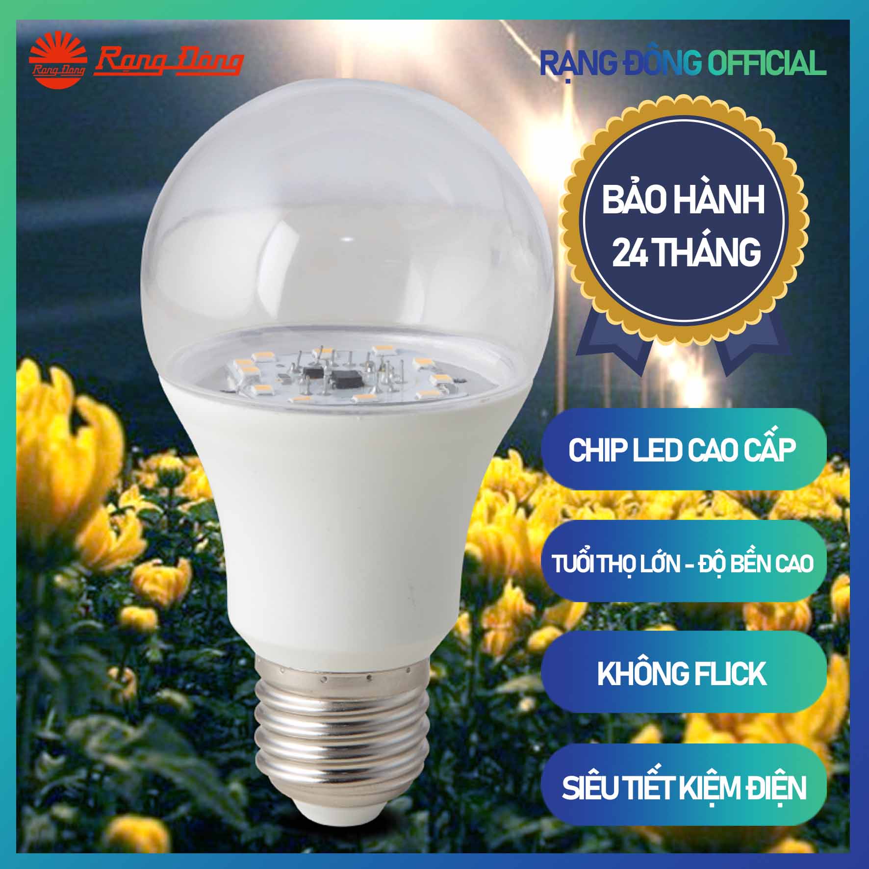 Đèn LED hoa cúc HC A60/9W 3000K Chính hãng Rạng Đông Cho hiệu quả kinh tế cao Siêu tiết kiệm điện Tư vấn lắp đặt Tuổi thọ cao